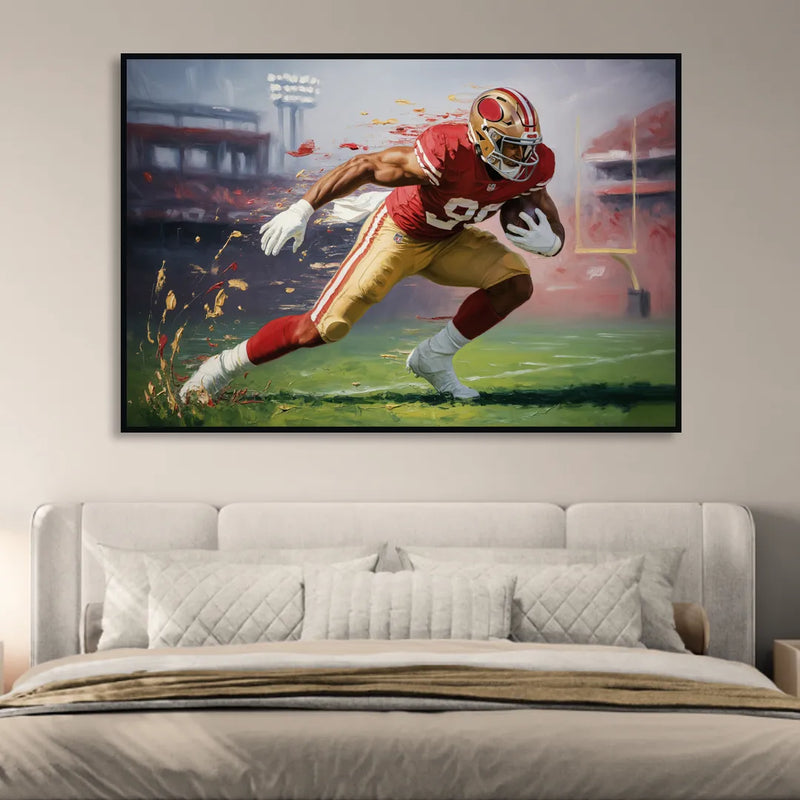 San Francisco 49ers Dynamic Impressionistic Action Art Living Room - Black Canvas Wall Art