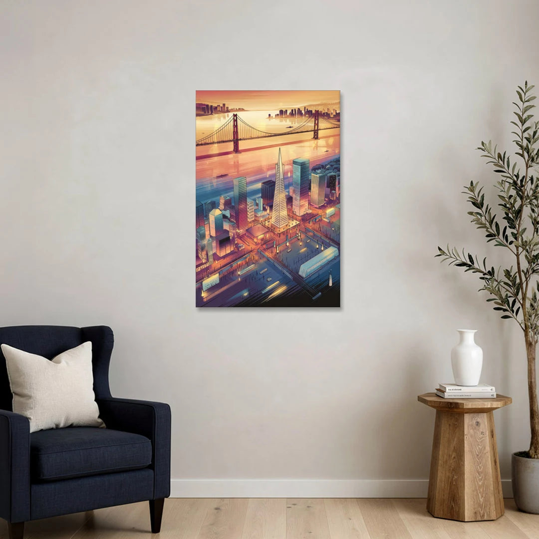 San Francisco Aerial View - Canvas Wall Art - Sofa - 24x36