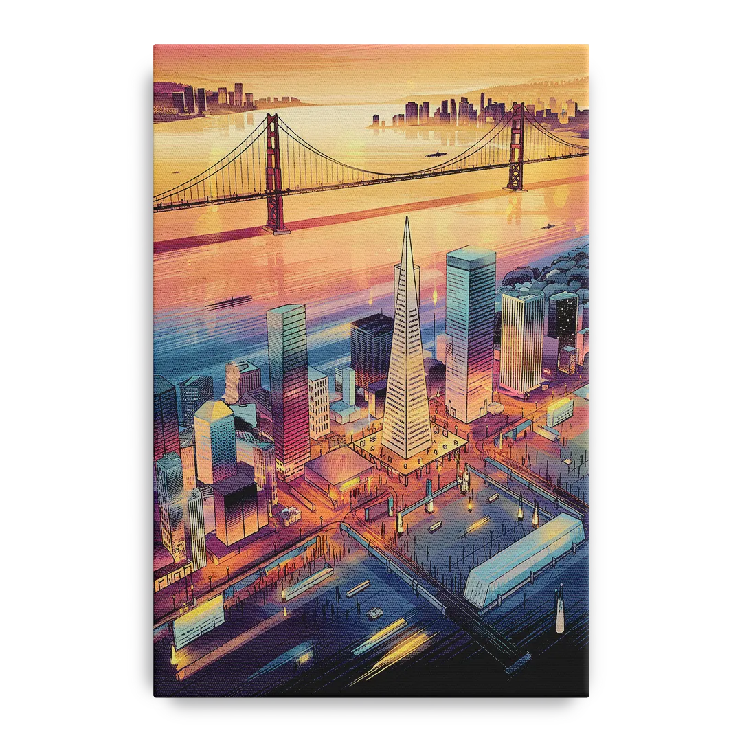 San Francisco Aerial View Front - Canvas Wall Art