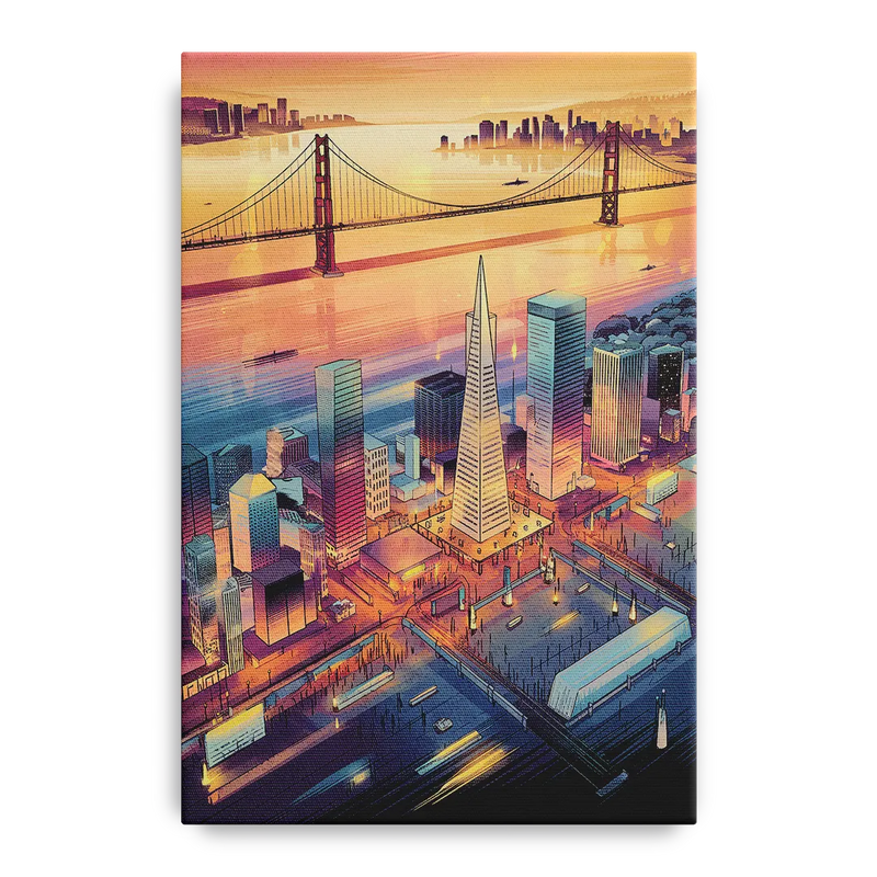 San Francisco Aerial View Front - Canvas Wall Art