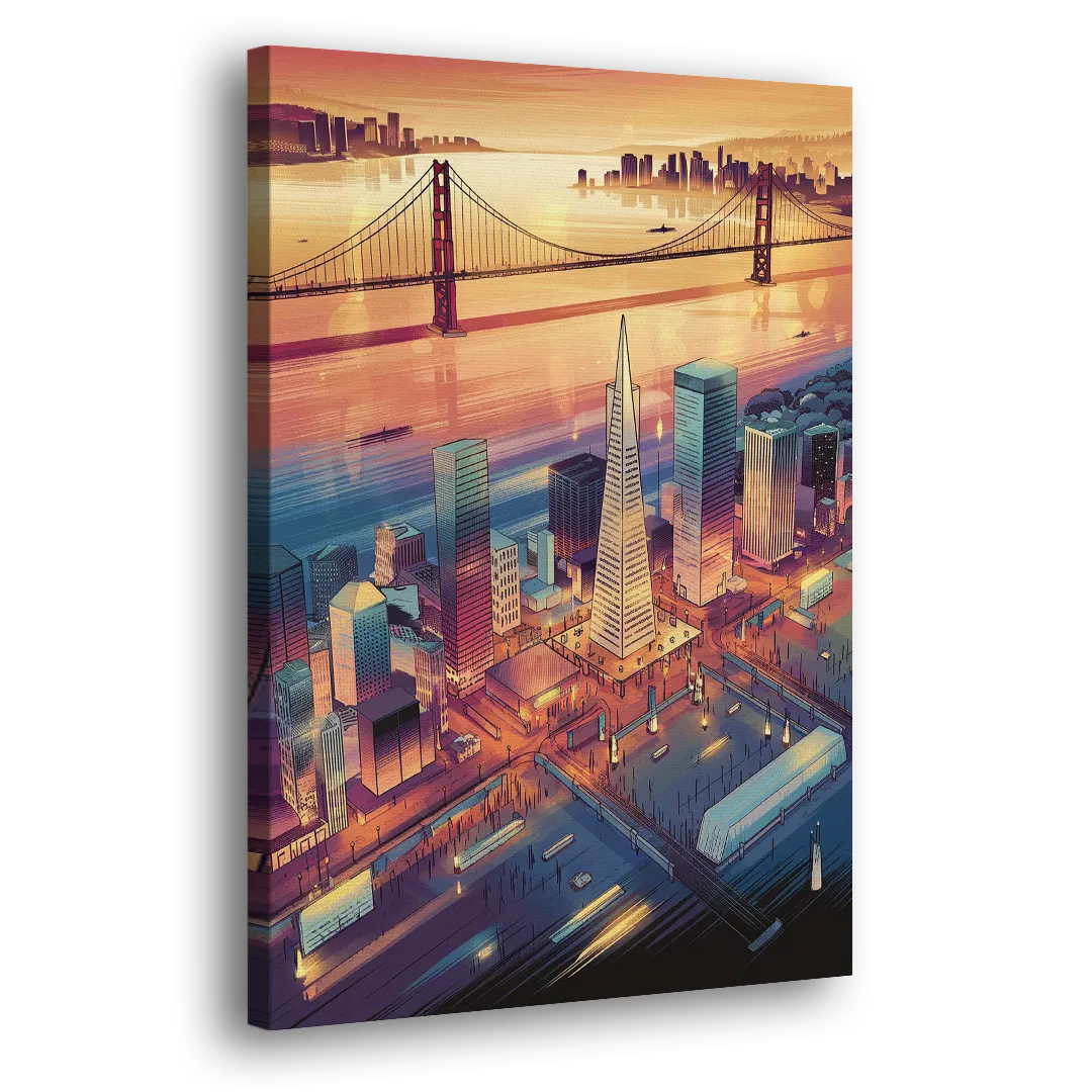 San Francisco Aerial View Side - Canvas Wall Art