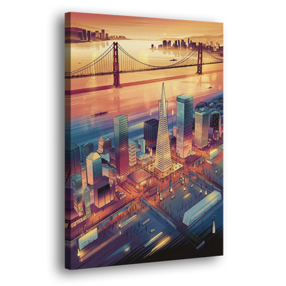 San Francisco Aerial View Side - Canvas Wall Art