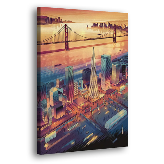 San Francisco Aerial View Side - Canvas Wall Art