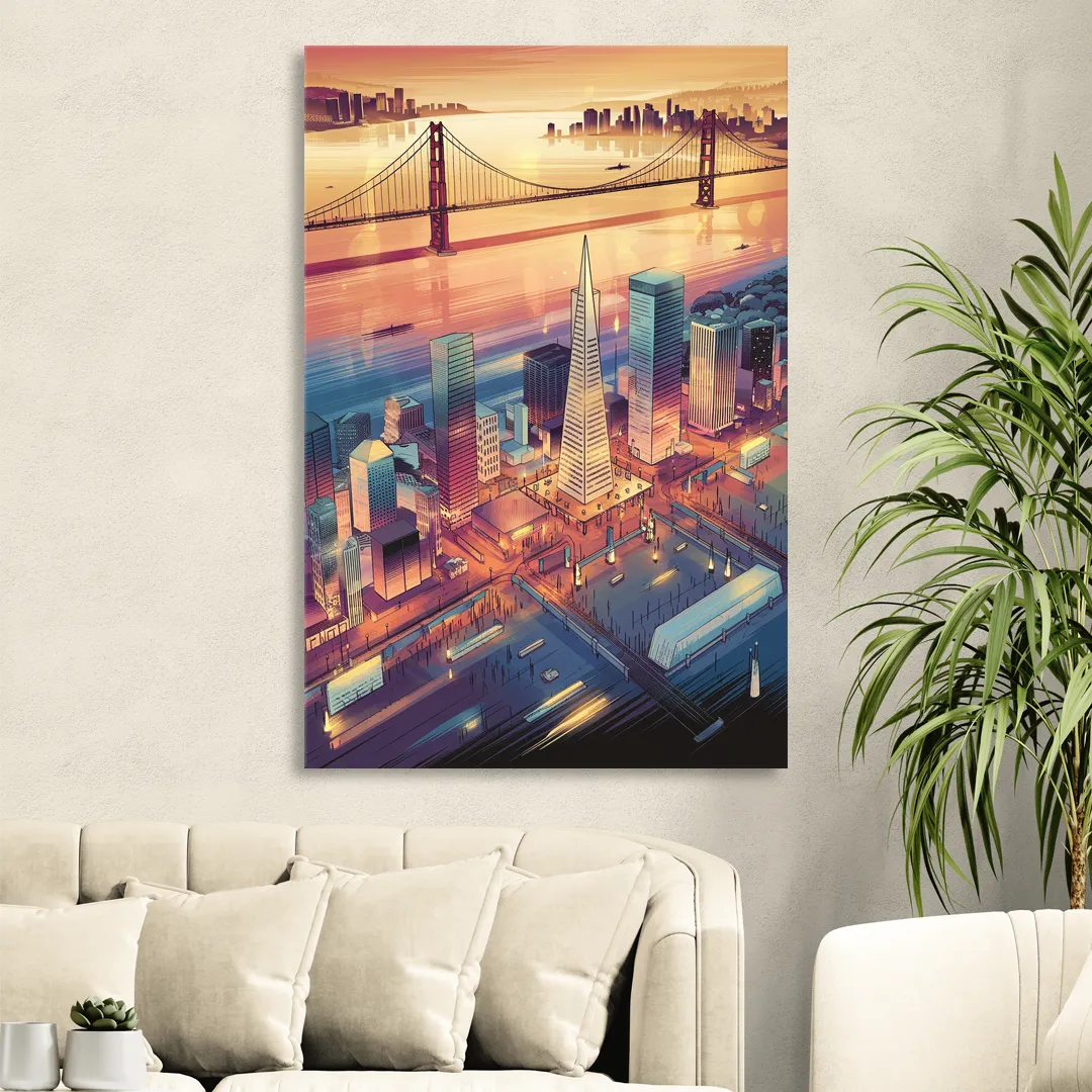 San Francisco Aerial View Sitting Room - Canvas Wall Art