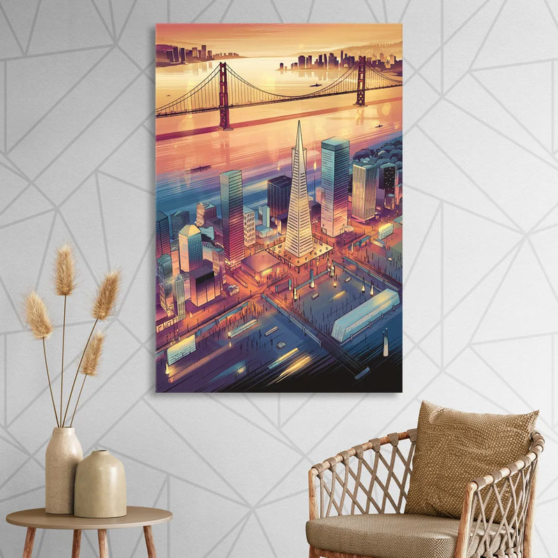 San Francisco Aerial View Living Room - Canvas Wall Art