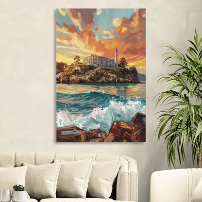 San Francisco Alcatraz Island Living Room - Canvas Wall Art
