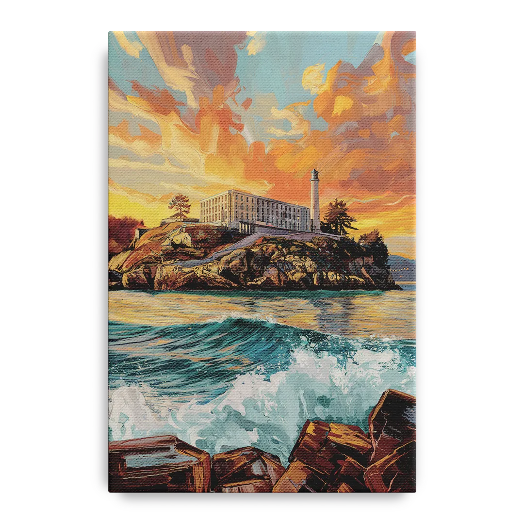 San Francisco Alcatraz Island Front - Canvas Wall Art
