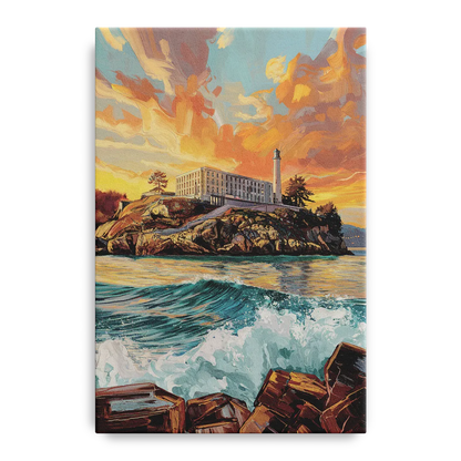 San Francisco Alcatraz Island Front - Canvas Wall Art