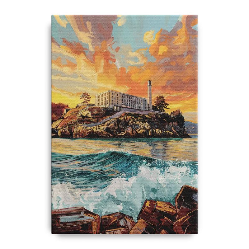 San Francisco Alcatraz Island Front - Canvas Wall Art