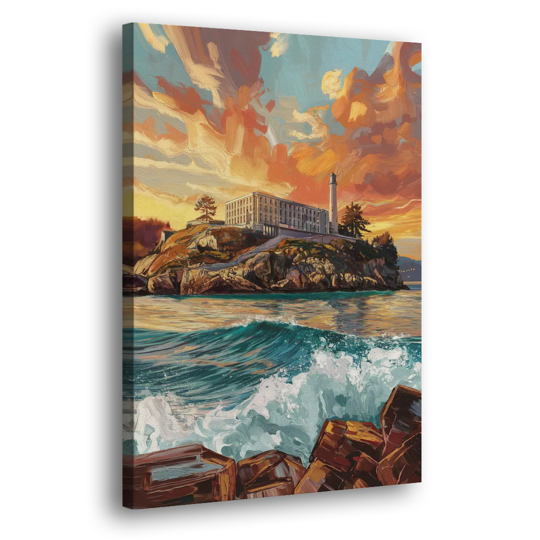San Francisco Alcatraz Island Side - Canvas Wall Art