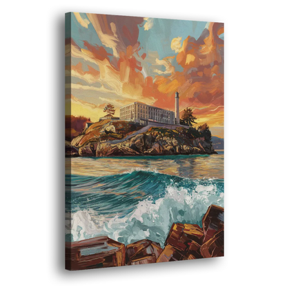 San Francisco Alcatraz Island Side - Canvas Wall Art