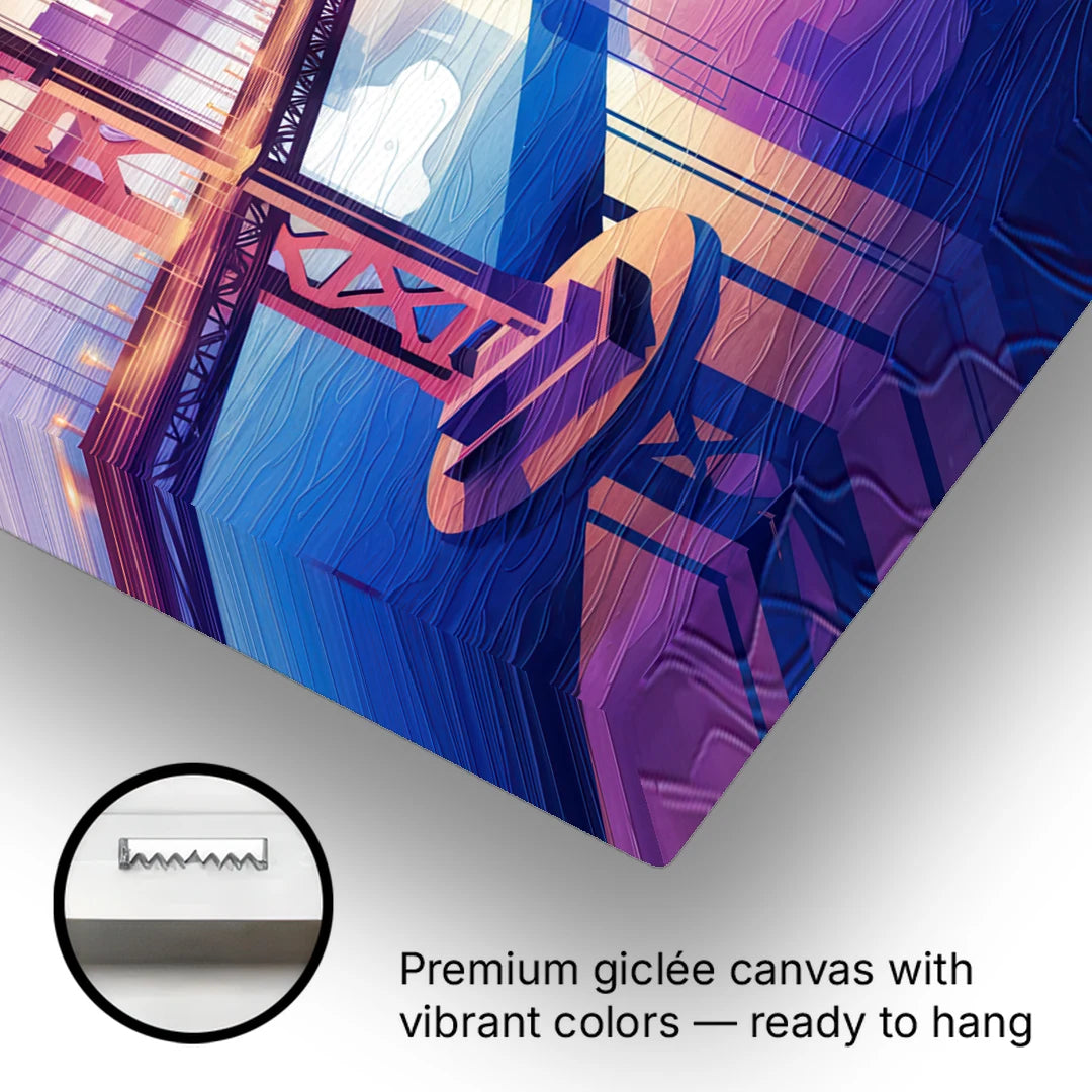 San Francisco Bay Bridge Panorama - Canvas Wall Art - Gallery Wrap Corner