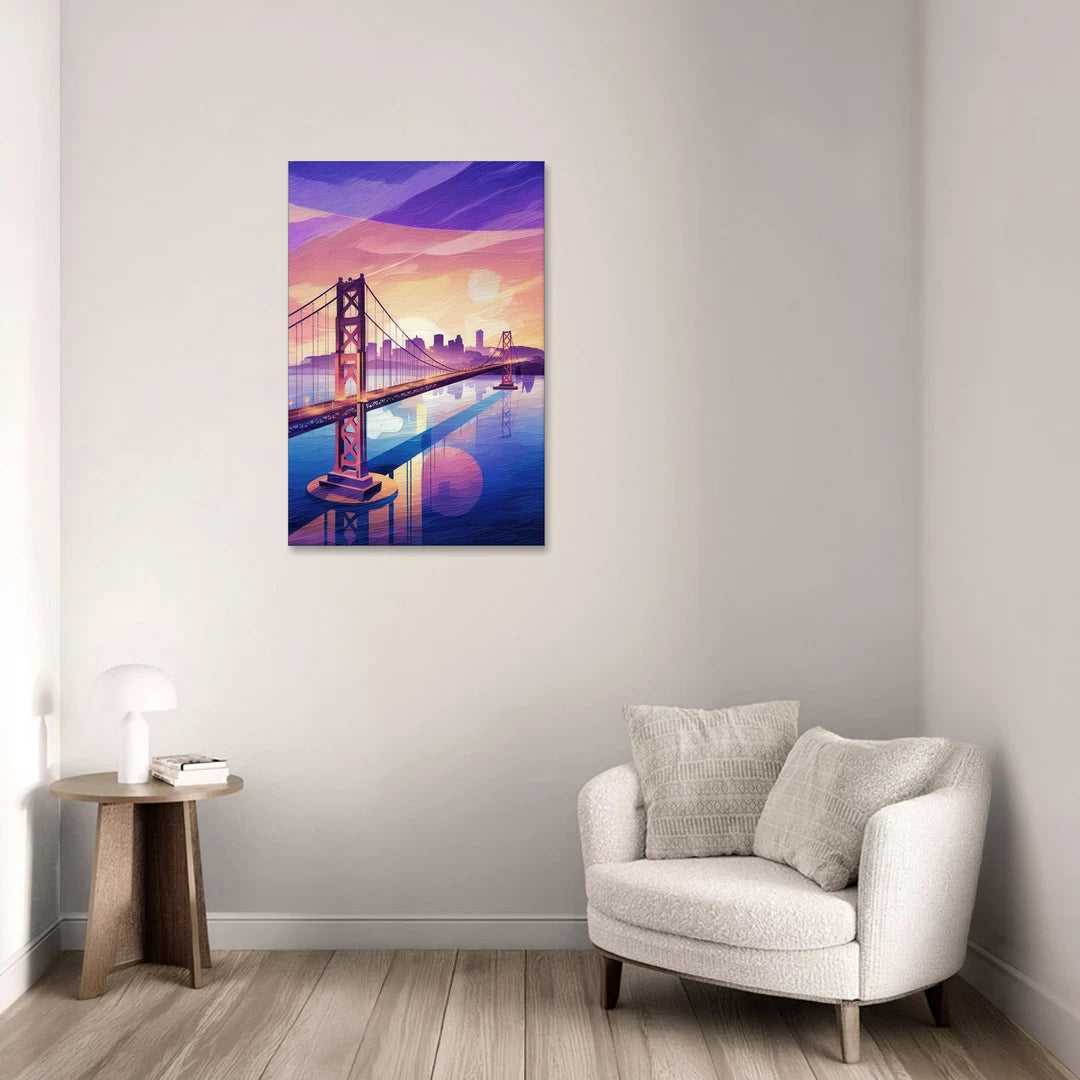 San Francisco Bay Bridge Panorama - Canvas Wall Art - Sofa - 24x36