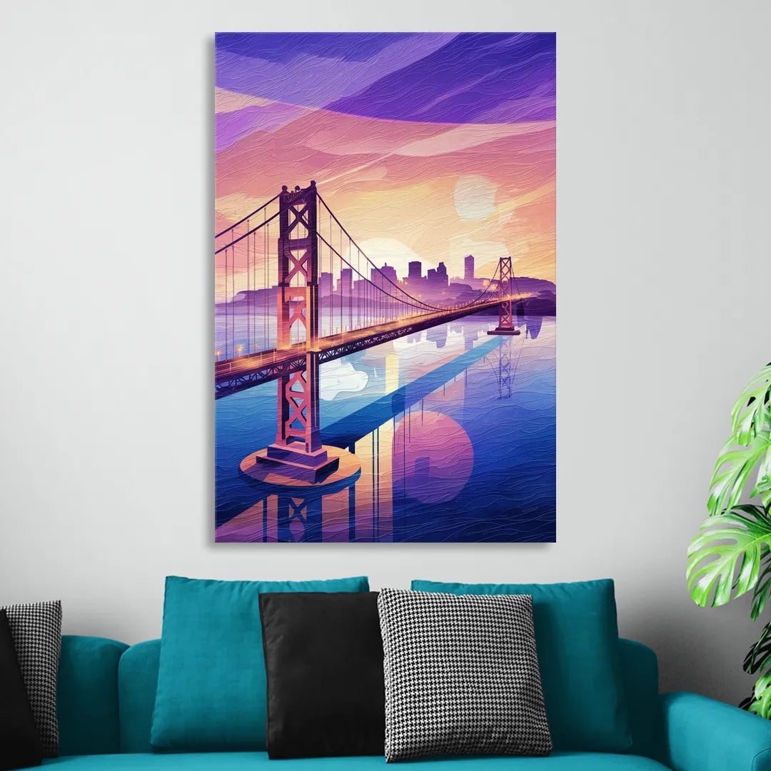 San Francisco Bay Bridge Panorama Sitting Room - Canvas Wall Art