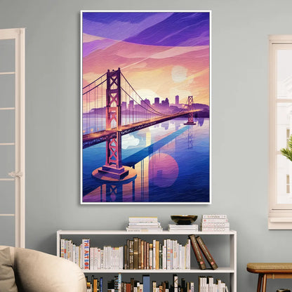San Francisco Bay Bridge Panorama Sitting Room - White Canvas Wall Art