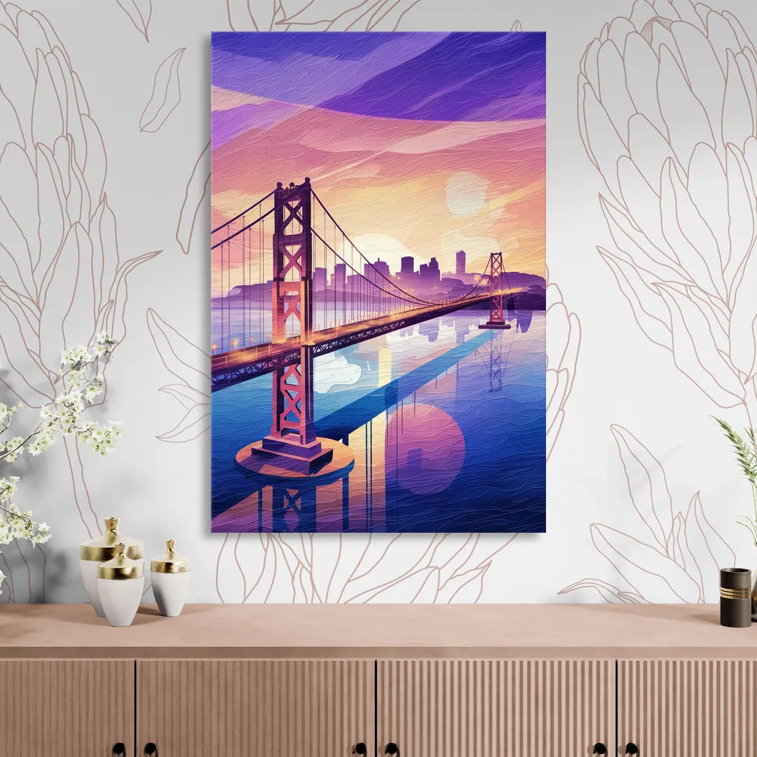 San Francisco Bay Bridge Panorama Living Room - Canvas Wall Art