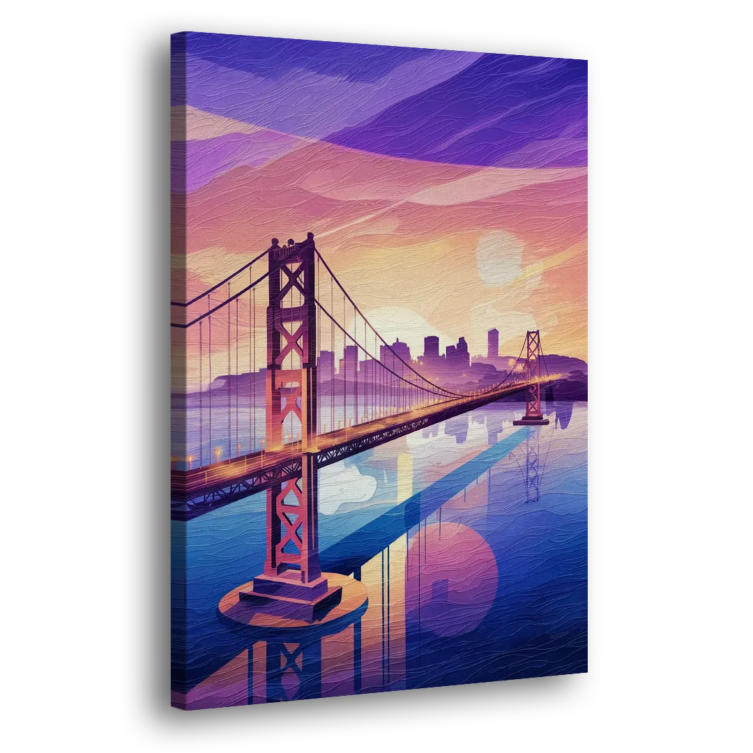 San Francisco Bay Bridge Panorama Side - Canvas Wall Art