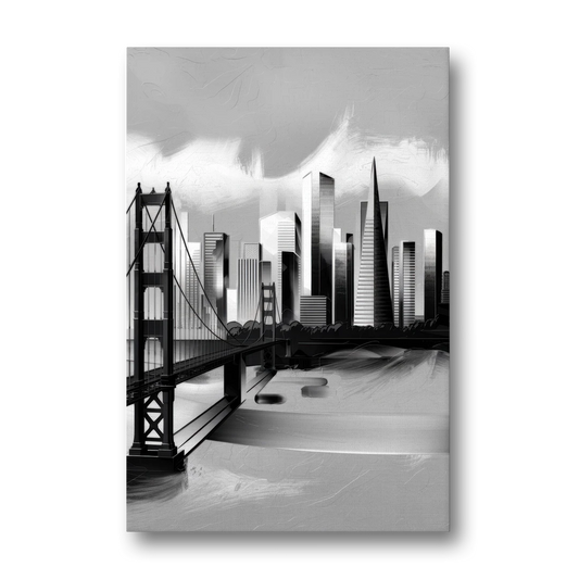 San Francisco Black and White Skyline - Canvas Wall Art - Front