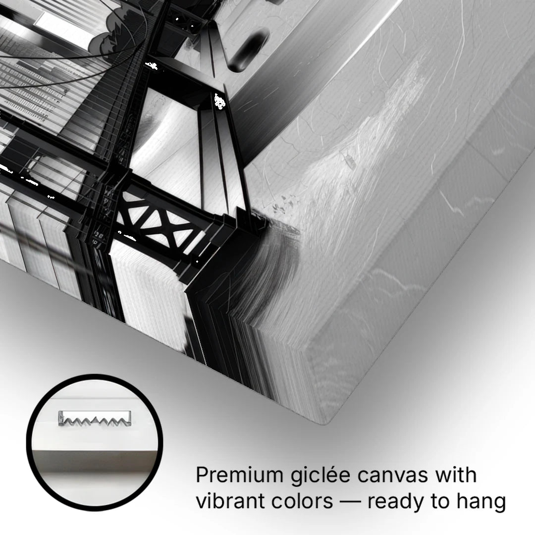 San Francisco Black and White Skyline - Canvas Wall Art - Gallery Wrap Corner
