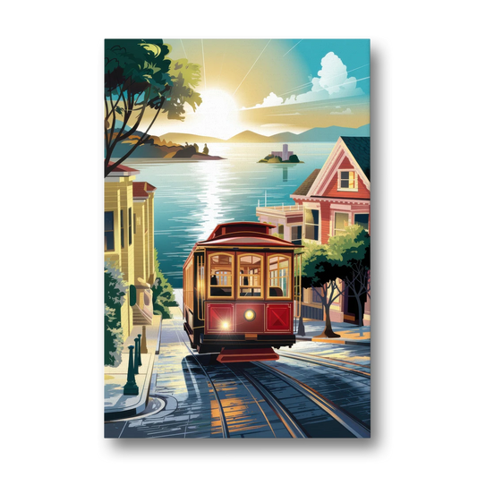 San Francisco Cable Car Journey - Canvas Wall Art - Front