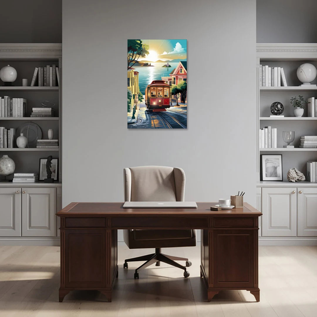 San Francisco Cable Car Journey - Canvas Wall Art - Office - 24x36
