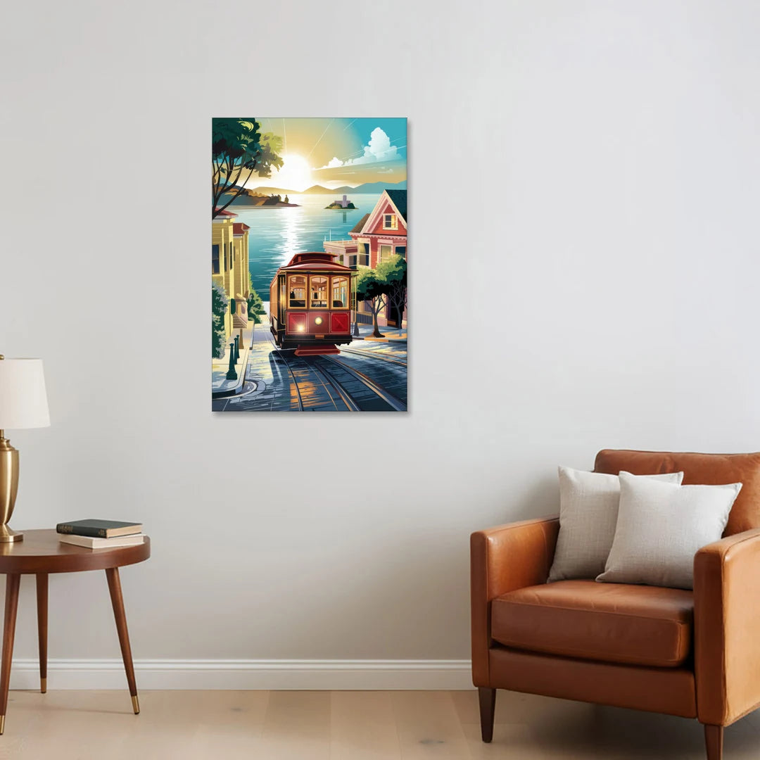 San Francisco Cable Car Journey - Canvas Wall Art - Sofa - 24x36