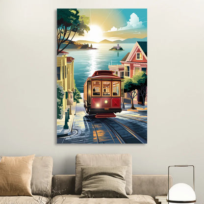 San Francisco Cable Car Journey Sitting Room - Canvas Wall Art