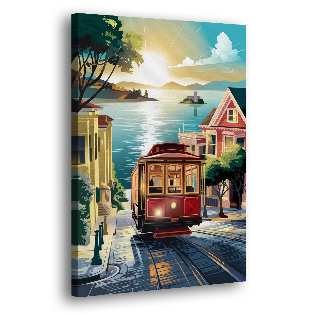 San Francisco Cable Car Journey Side - Canvas Wall Art