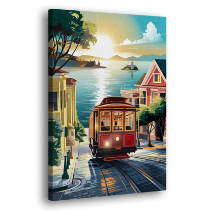 San Francisco Cable Car Journey Side - Canvas Wall Art