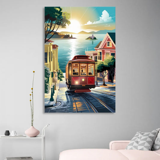 San Francisco Cable Car Journey Living Room - Canvas Wall Art