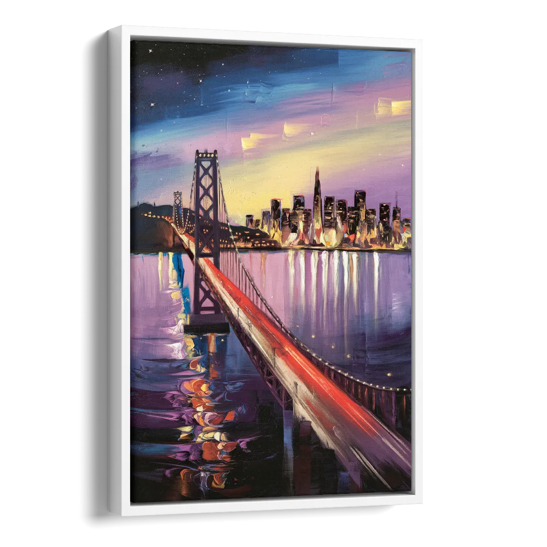 San Francisco City and Bay Side - White Canvas Wall Art