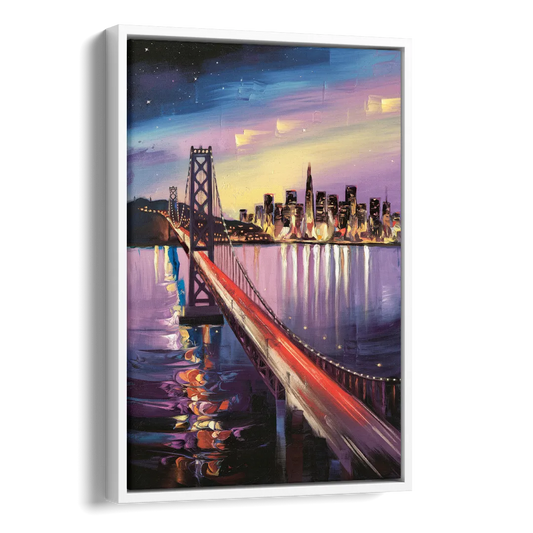 San Francisco City and Bay Side - White Canvas Wall Art