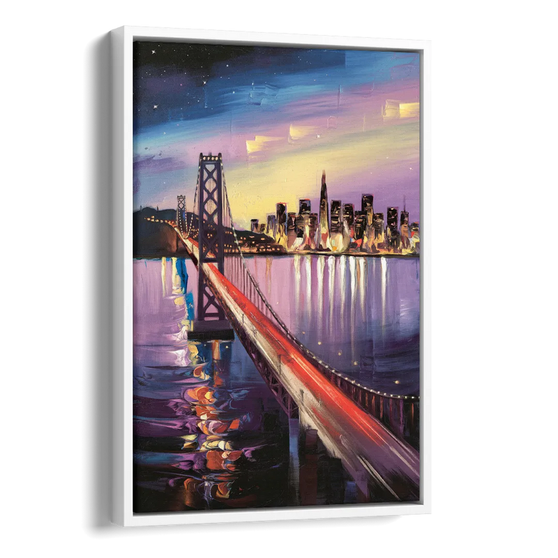 San Francisco City and Bay Side - White Canvas Wall Art