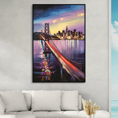 San Francisco City and Bay Sitting Room - Black Canvas Wall Art