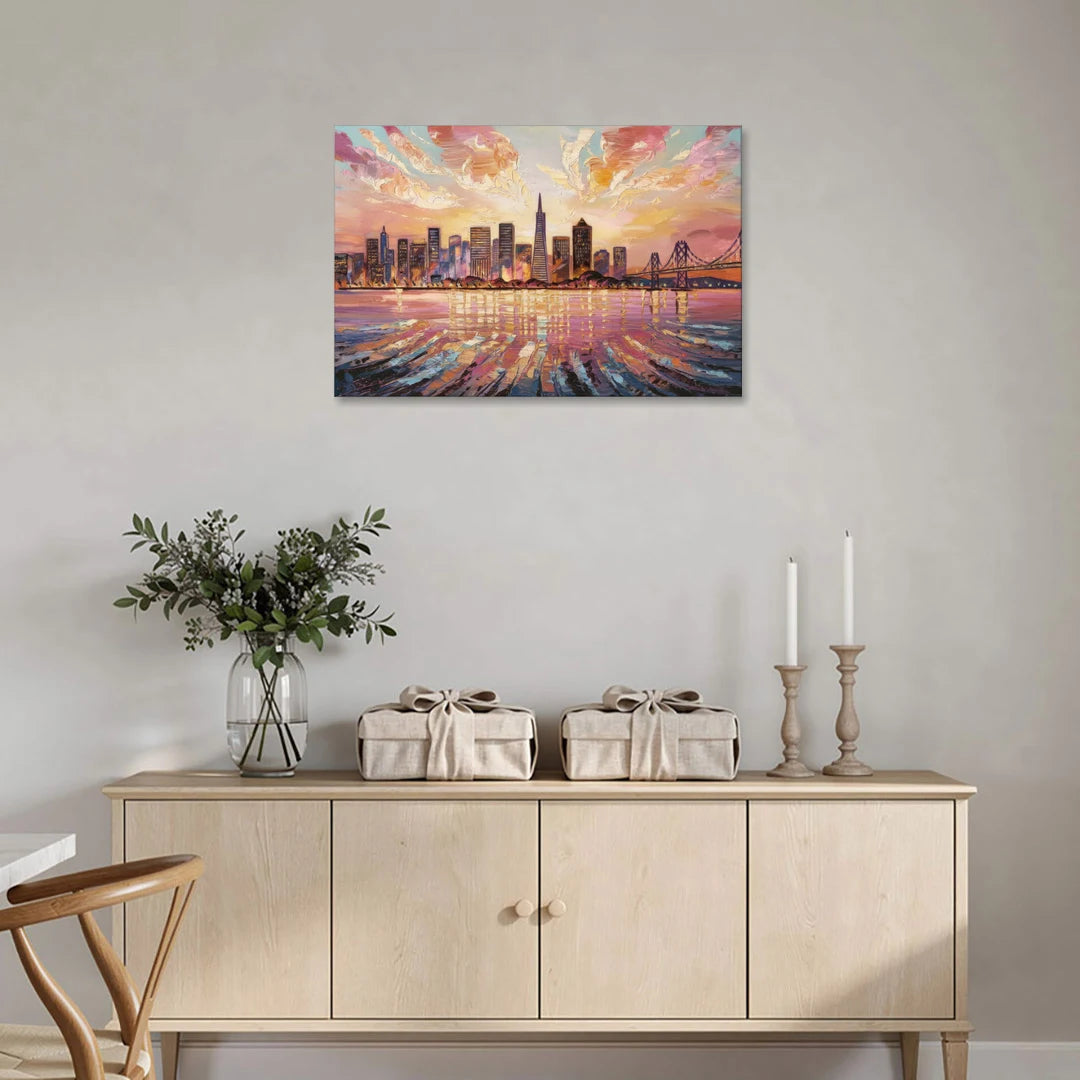 San Francisco Cityscape At Dawn - Canvas Wall Art - Coffee Table - 36x24