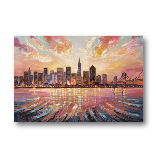 San Francisco Cityscape At Dawn - Canvas Wall Art - Front