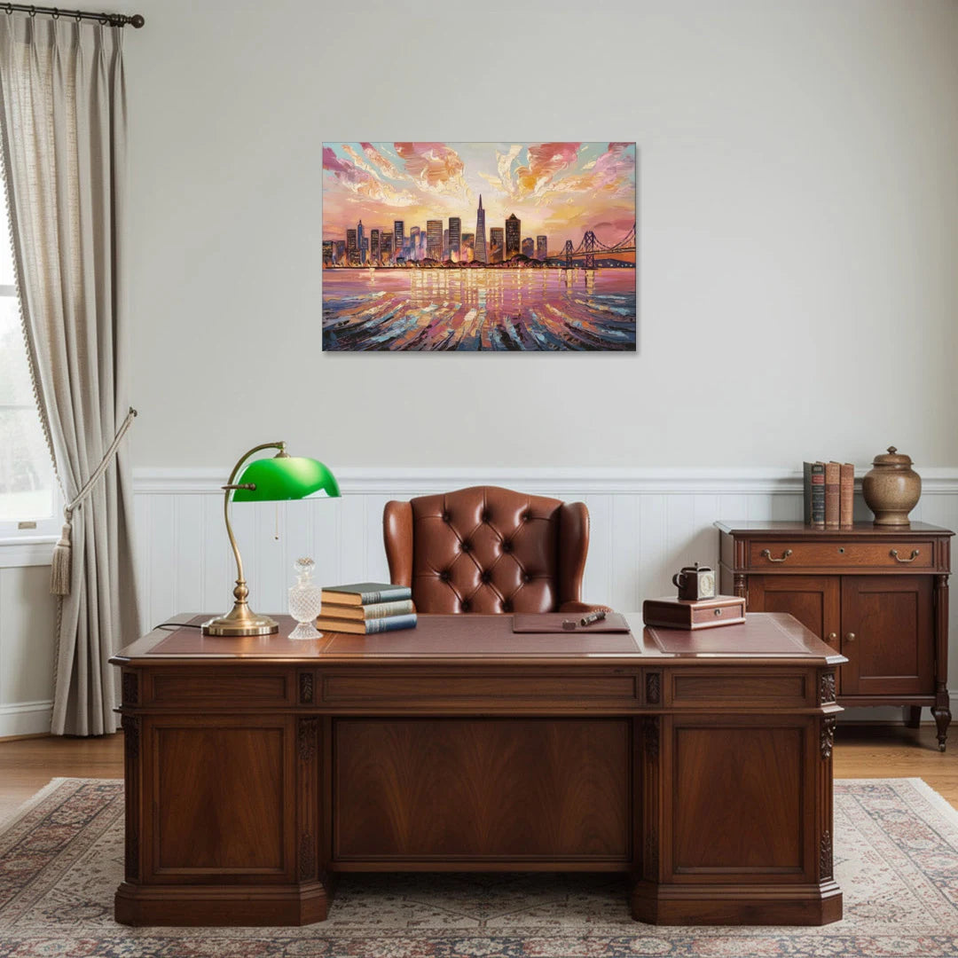 San Francisco Cityscape At Dawn - Canvas Wall Art - Office - 36x24