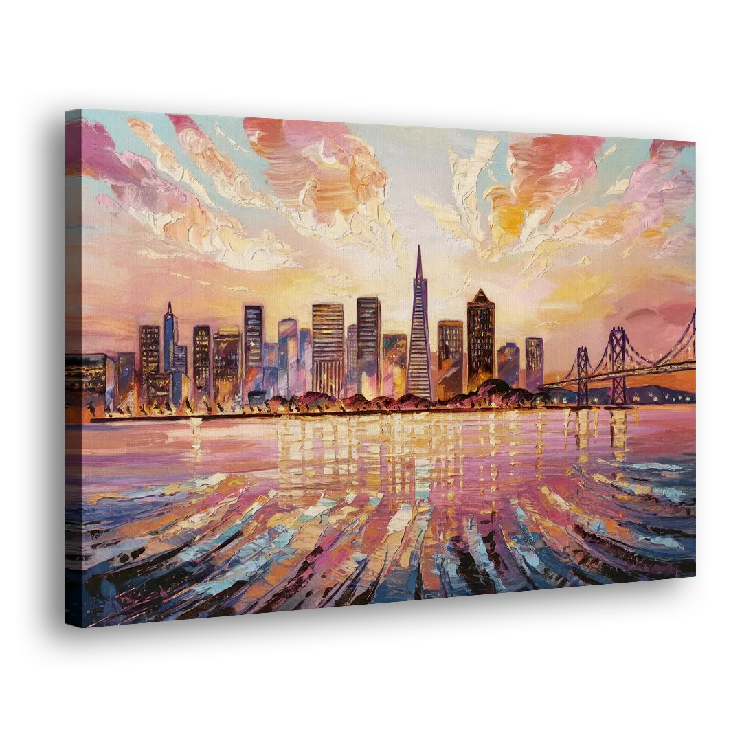 San Francisco Cityscape At Dawn Side - Canvas Wall Art