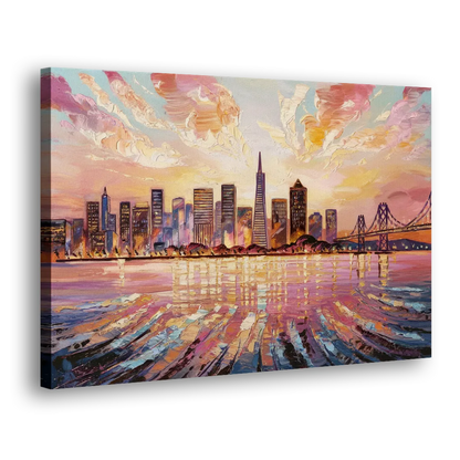 San Francisco Cityscape At Dawn Side - Canvas Wall Art