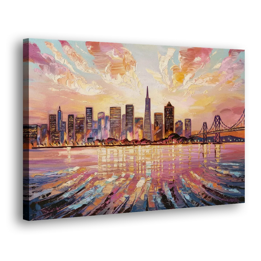 San Francisco Cityscape At Dawn Side - Canvas Wall Art