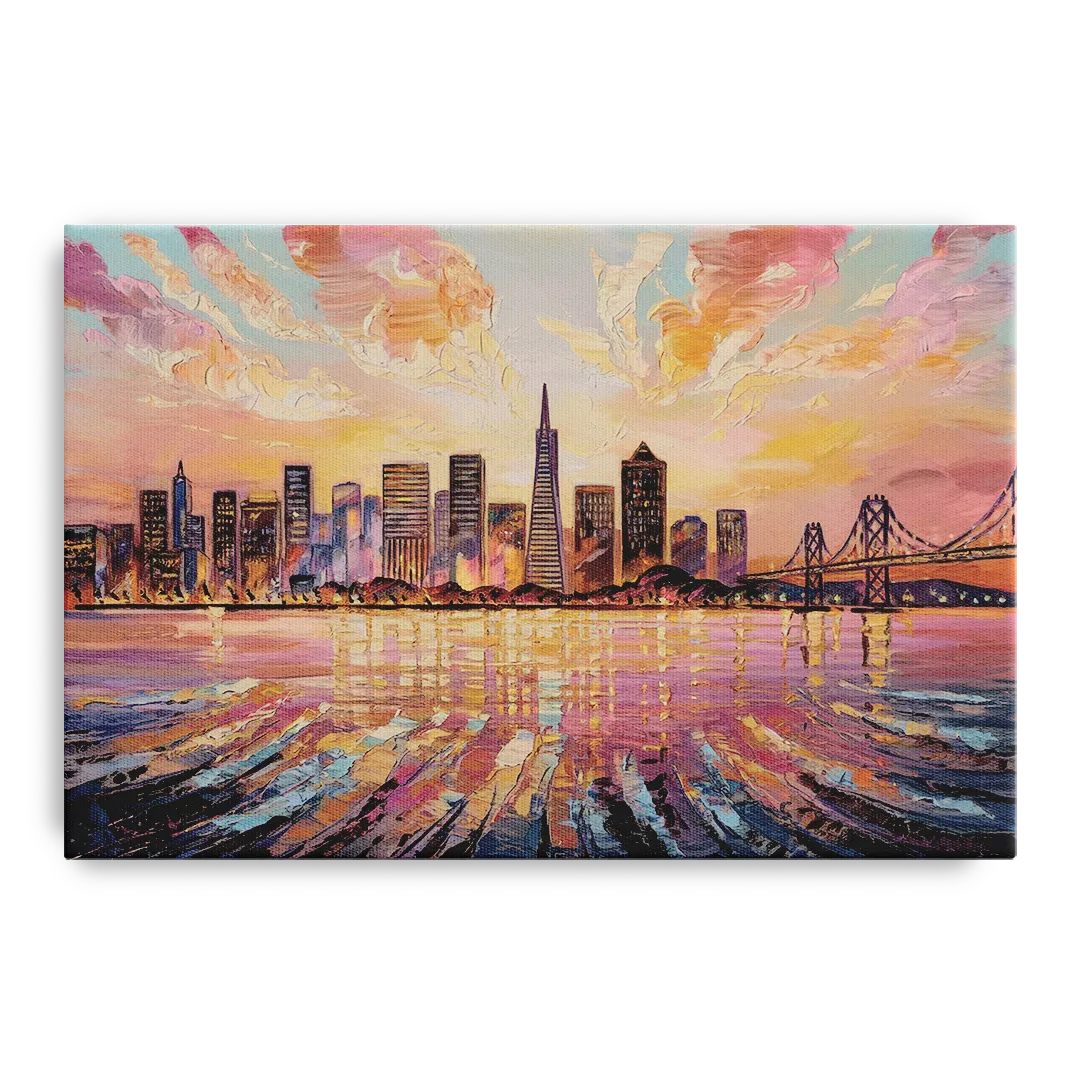San Francisco Cityscape At Dawn Front - Canvas Wall Art