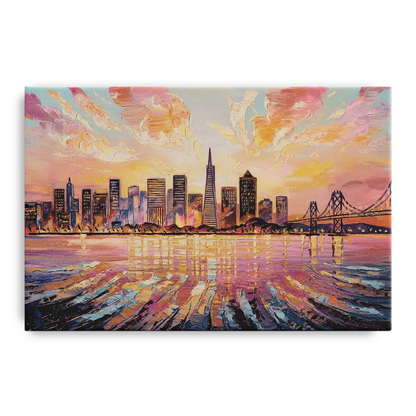 San Francisco Cityscape At Dawn Front - Canvas Wall Art