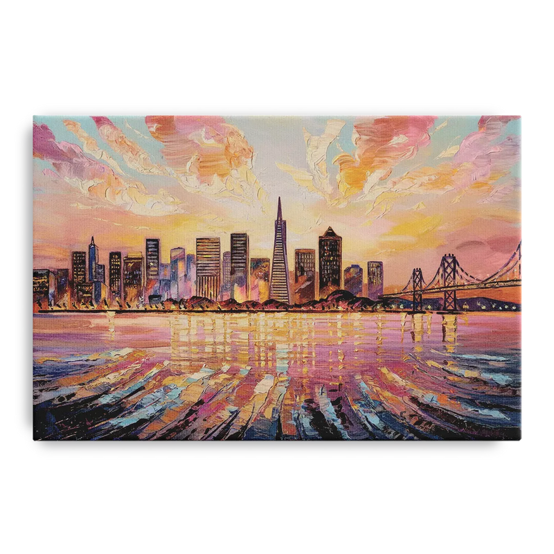 San Francisco Cityscape At Dawn Front - Canvas Wall Art