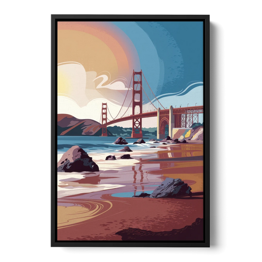 San Francisco Coastal Beauty - Black Framed Canvas Wall Art - Front