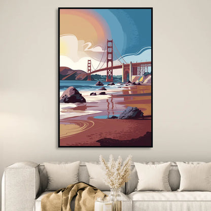 San Francisco Coastal Beauty Sitting Room - Black Canvas Wall Art