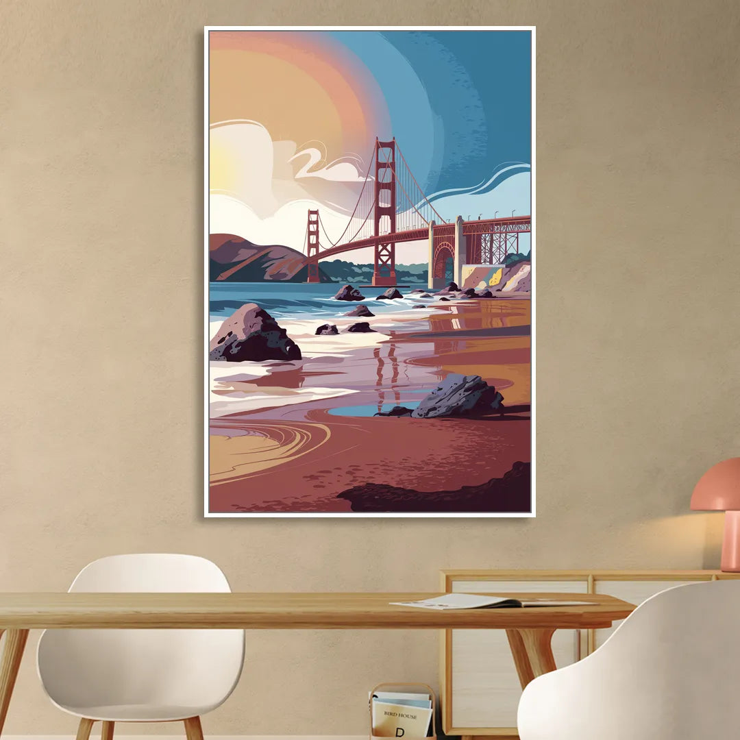 San Francisco Coastal Beauty Living Room - White Canvas Wall Art