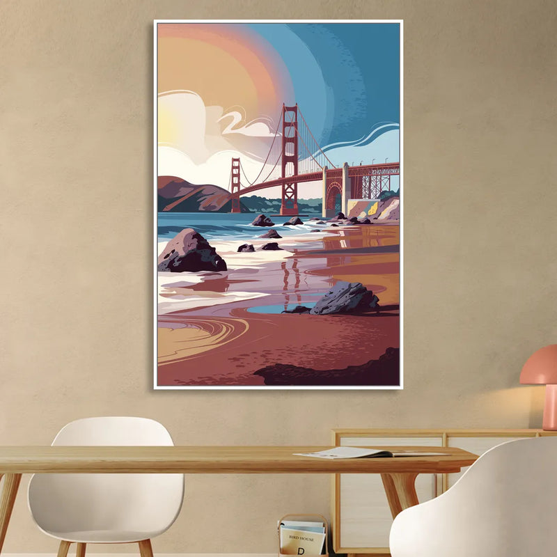 San Francisco Coastal Beauty Living Room - White Canvas Wall Art
