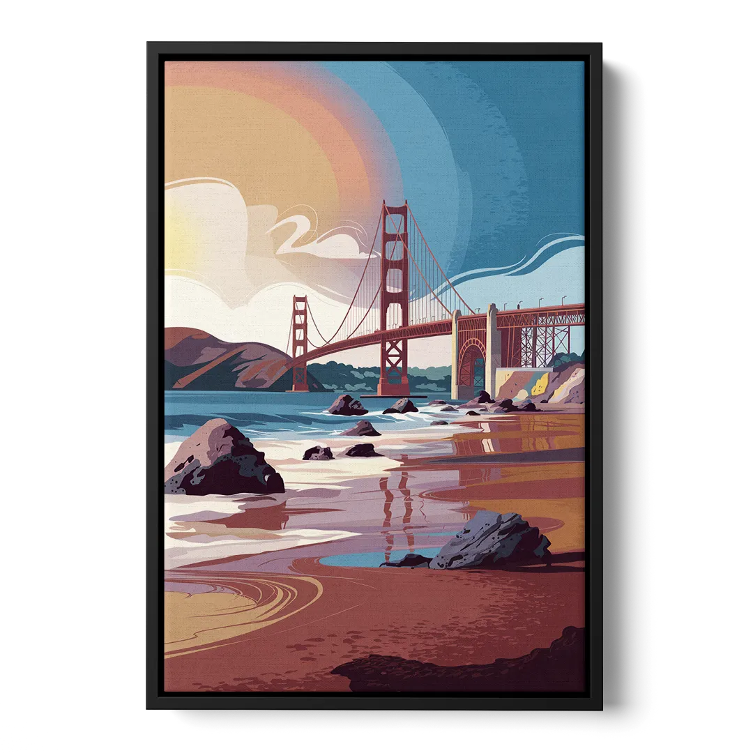 San Francisco Coastal Beauty Front - Black Canvas Wall Art