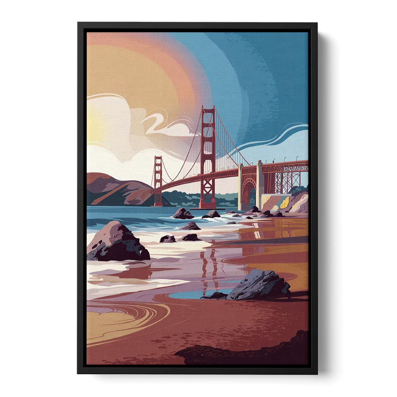 San Francisco Coastal Beauty Front - Black Canvas Wall Art