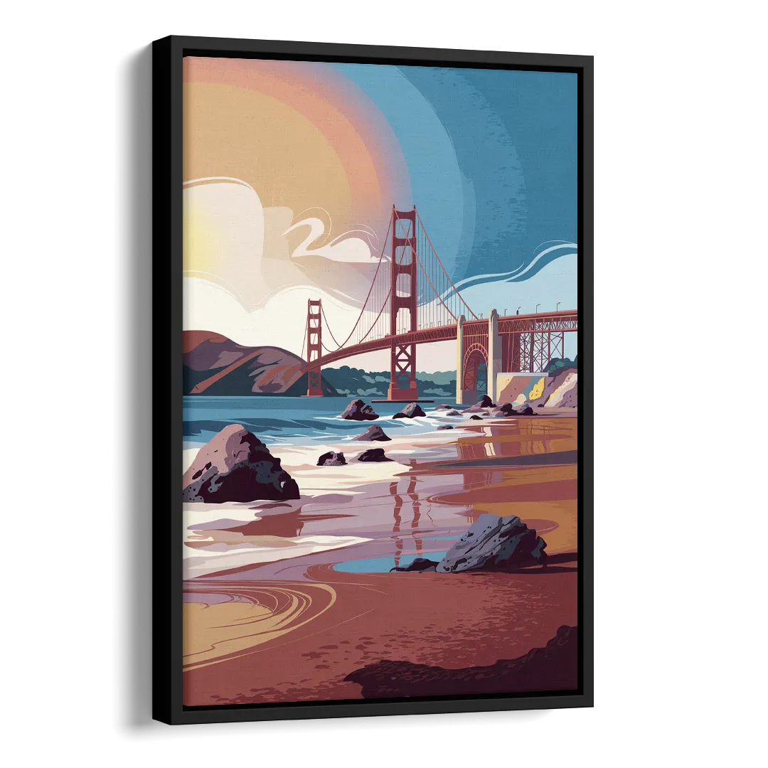 San Francisco Coastal Beauty Side - Black Canvas Wall Art